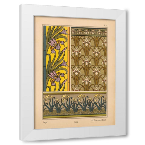 Plate 02 - Iris White Modern Wood Framed Art Print by Vintage Apple Collection