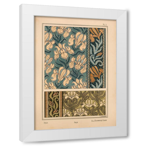 Plate 03 - Iris White Modern Wood Framed Art Print by Vintage Apple Collection