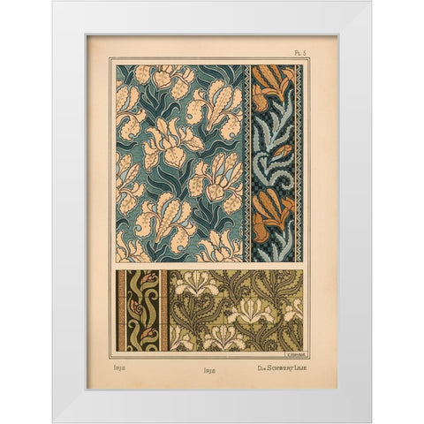 Plate 03 - Iris White Modern Wood Framed Art Print by Vintage Apple Collection