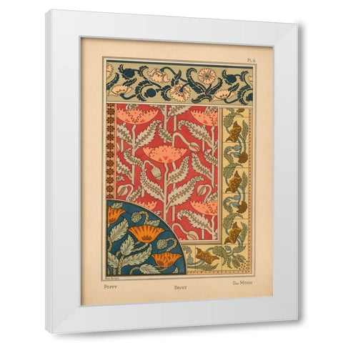 Plate 06 - Poppy White Modern Wood Framed Art Print by Vintage Apple Collection