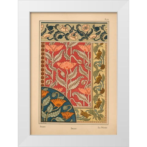 Plate 06 - Poppy White Modern Wood Framed Art Print by Vintage Apple Collection