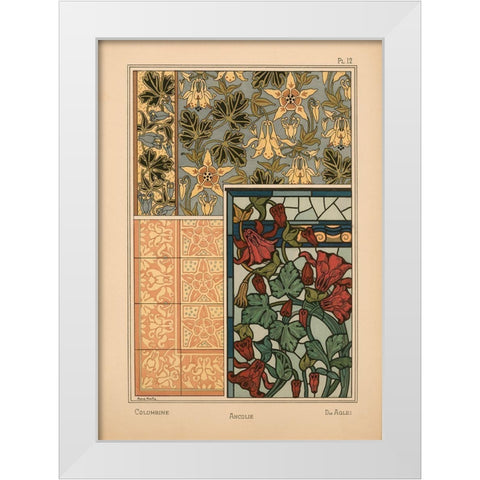 Plate 12 - Columbine White Modern Wood Framed Art Print by Vintage Apple Collection