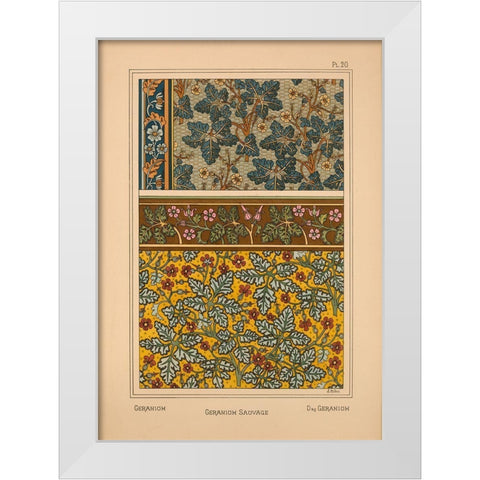 Plate 20 - Geranium White Modern Wood Framed Art Print by Vintage Apple Collection