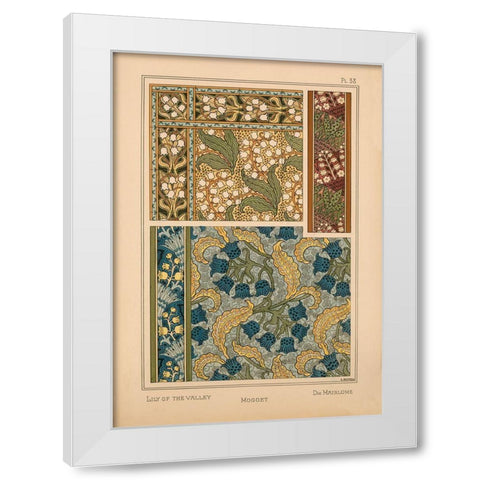 Plate 38 - Lily of the Valley White Modern Wood Framed Art Print by Vintage Apple Collection