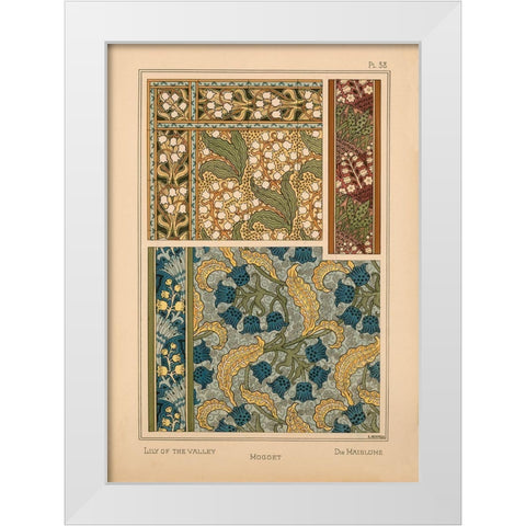 Plate 38 - Lily of the Valley White Modern Wood Framed Art Print by Vintage Apple Collection