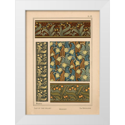 Plate 39 - Lily of the Valley White Modern Wood Framed Art Print by Vintage Apple Collection