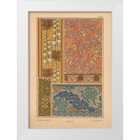 Plate 57 - Monks-hood White Modern Wood Framed Art Print by Vintage Apple Collection