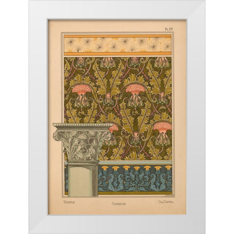 Plate 59 - Thistle White Modern Wood Framed Art Print by Vintage Apple Collection