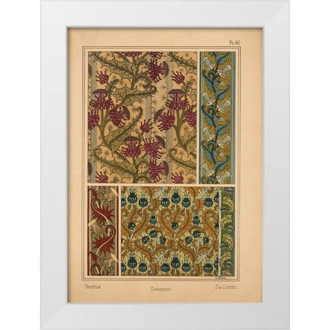 Plate 60 - Thistle White Modern Wood Framed Art Print by Vintage Apple Collection