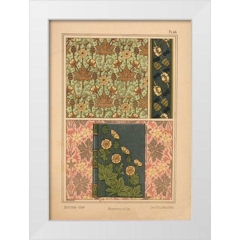 Plate 66 - Butter-cup White Modern Wood Framed Art Print by Vintage Apple Collection