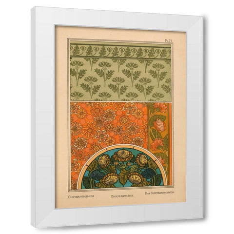 Plate 71 - Chrysanthemum White Modern Wood Framed Art Print by Vintage Apple Collection
