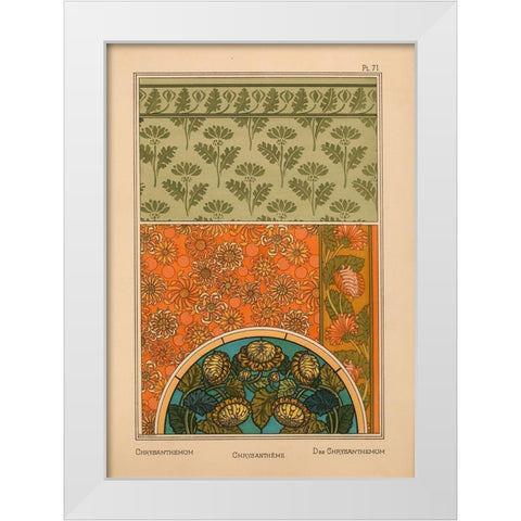 Plate 71 - Chrysanthemum White Modern Wood Framed Art Print by Vintage Apple Collection