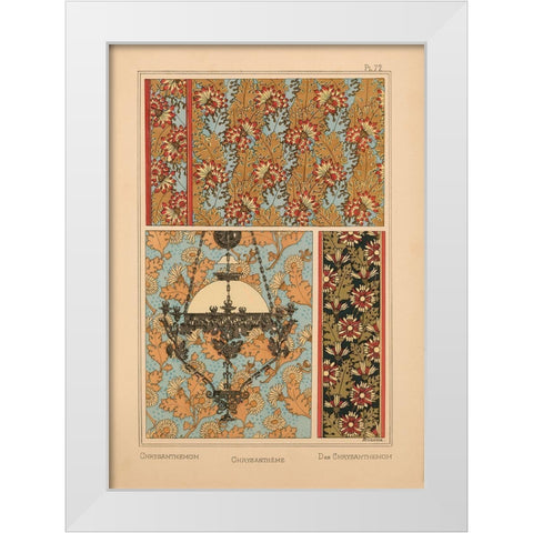 Plate 72 - Chrysanthemum White Modern Wood Framed Art Print by Vintage Apple Collection