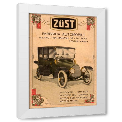 Zust Automobile White Modern Wood Framed Art Print by Vintage Apple Collection