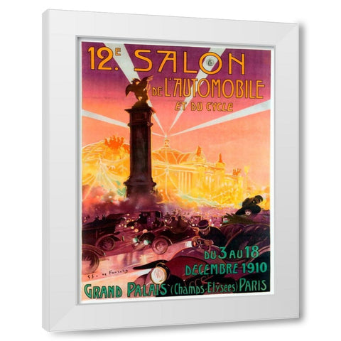 Salon de Automobile White Modern Wood Framed Art Print by Vintage Apple Collection