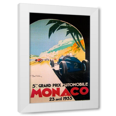 Grandprix Automobile Monaco 1933 White Modern Wood Framed Art Print by Vintage Apple Collection