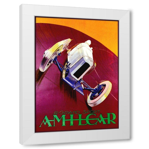 Amilcar White Modern Wood Framed Art Print by Vintage Apple Collection