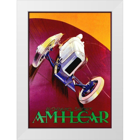 Amilcar White Modern Wood Framed Art Print by Vintage Apple Collection