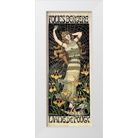 Berthon Folies Bergere 1896 White Modern Wood Framed Art Print by Vintage Apple Collection