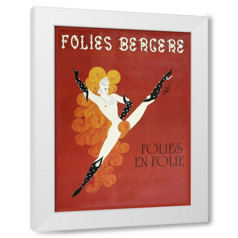 Folies Bergere Risque White Modern Wood Framed Art Print by Vintage Apple Collection