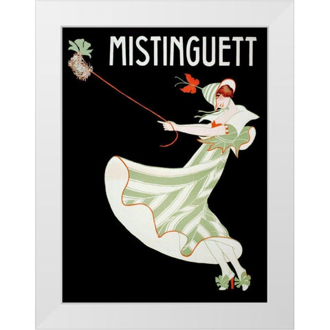 Mistinguett I White Modern Wood Framed Art Print by Vintage Apple Collection