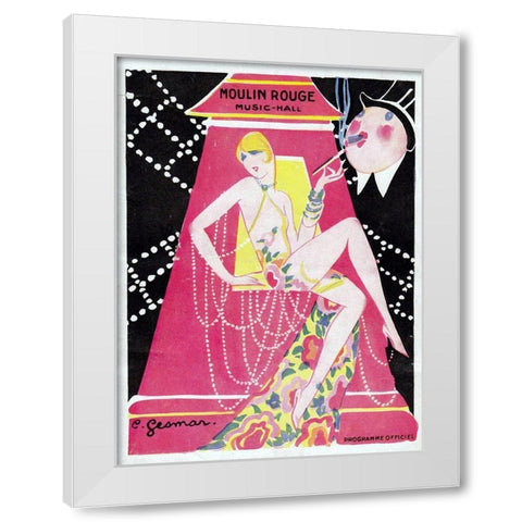 Moulin Rouge Music Hall White Modern Wood Framed Art Print by Vintage Apple Collection