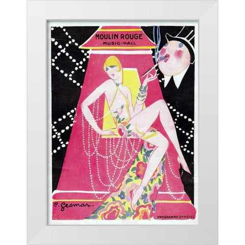 Moulin Rouge Music Hall White Modern Wood Framed Art Print by Vintage Apple Collection