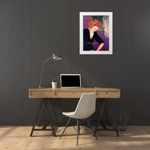 Mistinguette II White Modern Wood Framed Art Print by Vintage Apple Collection