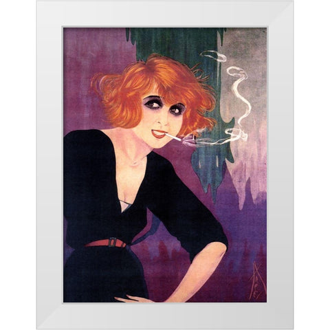 Mistinguette II White Modern Wood Framed Art Print by Vintage Apple Collection