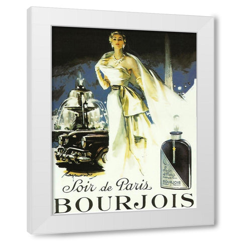 Soir de Paris White Modern Wood Framed Art Print by Vintage Apple Collection