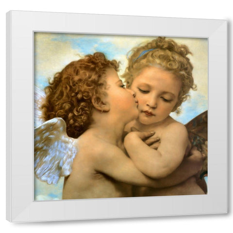 Bouguereau-Angels and cupids White Modern Wood Framed Art Print by Vintage Apple Collection