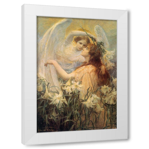 Swinstead-Two Angels White Modern Wood Framed Art Print by Vintage Apple Collection