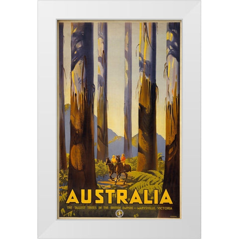 Australia Trees White Modern Wood Framed Art Print by Vintage Apple Collection