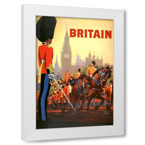 Britain Bighat White Modern Wood Framed Art Print by Vintage Apple Collection