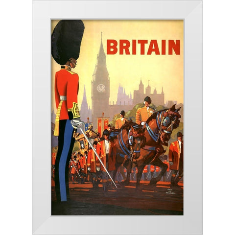 Britain Bighat White Modern Wood Framed Art Print by Vintage Apple Collection