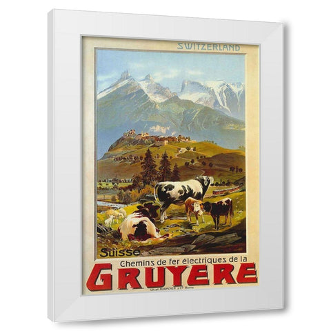 Chemins De Fer De La GruyÃ¨re 1906 White Modern Wood Framed Art Print by Vintage Apple Collection
