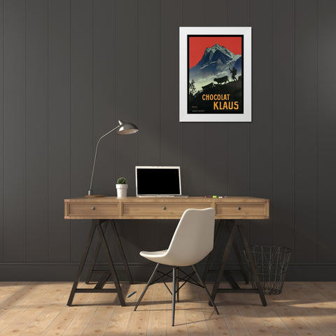 Chocolat Klaus Mountains Switzerland 1910 White Modern Wood Framed Art Print by Vintage Apple Collection