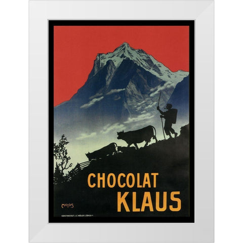 Chocolat Klaus Mountains Switzerland 1910 White Modern Wood Framed Art Print by Vintage Apple Collection