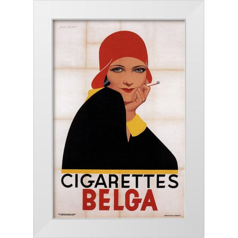 Cigarettes Belga Redhat White Modern Wood Framed Art Print by Vintage Apple Collection