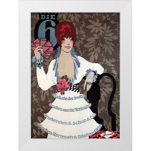 Die6Germany 1914 Whitedress White Modern Wood Framed Art Print by Vintage Apple Collection