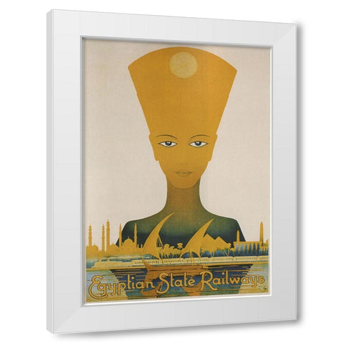 Egyptian State Railways White Modern Wood Framed Art Print by Vintage Apple Collection