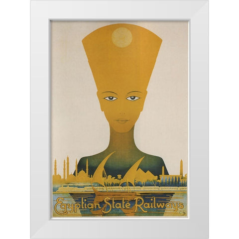 Egyptian State Railways White Modern Wood Framed Art Print by Vintage Apple Collection