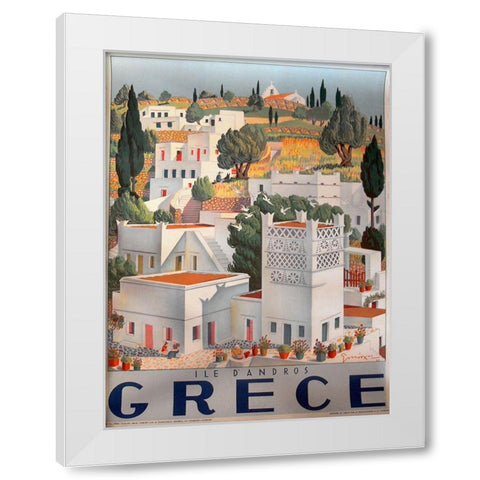 Grece Dandros White Modern Wood Framed Art Print by Vintage Apple Collection