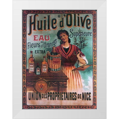 Huile D Olive White Modern Wood Framed Art Print by Vintage Apple Collection