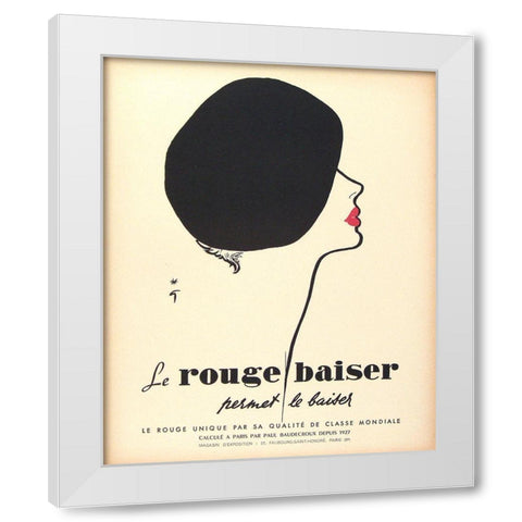 Le Rouge Baiser White Modern Wood Framed Art Print by Vintage Apple Collection