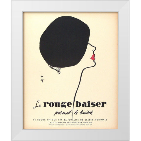 Le Rouge Baiser White Modern Wood Framed Art Print by Vintage Apple Collection