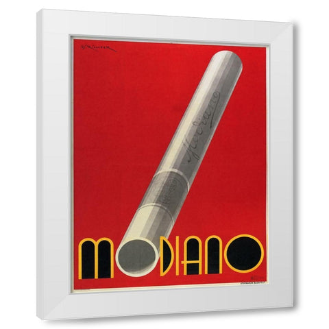 Modiano Cigs Red Italian White Modern Wood Framed Art Print by Vintage Apple Collection