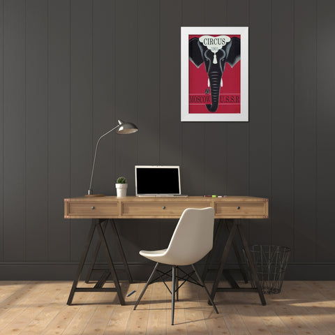 Moscow Circus Ussr White Modern Wood Framed Art Print by Vintage Apple Collection