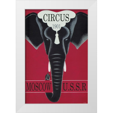 Moscow Circus Ussr White Modern Wood Framed Art Print by Vintage Apple Collection