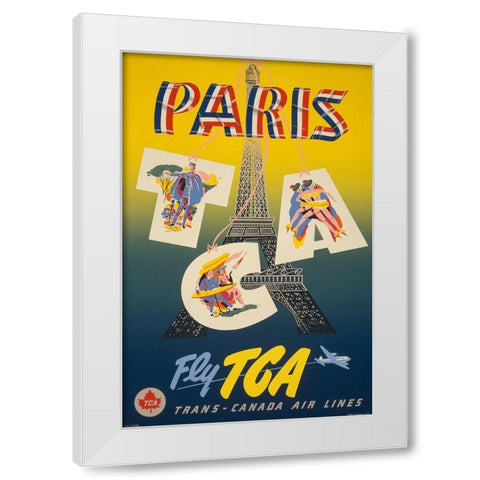 Pariscga White Modern Wood Framed Art Print by Vintage Apple Collection